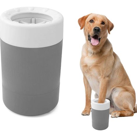 Gobelet de lavage de pattes pour animaux, lave-pattes portable avec brosse douce, nettoyeur de pattes boueuses pour chiens et chats (gris) (1/4)