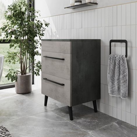Bathroom Cloakroom Countertop Vanity Unit Cabinet Drawer 500mm Soft Close Grey (1/5)