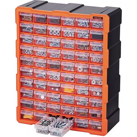VEVOR Organizer per Minuteria a 60 Cassetti, Cassettiera Porta Minuteria Impilabile, Contenitore da Parete per Viti, Bulloni, Ferramenta e Componenti, in Plastica, Ideale per Garage, Casa e Officina (1/5)