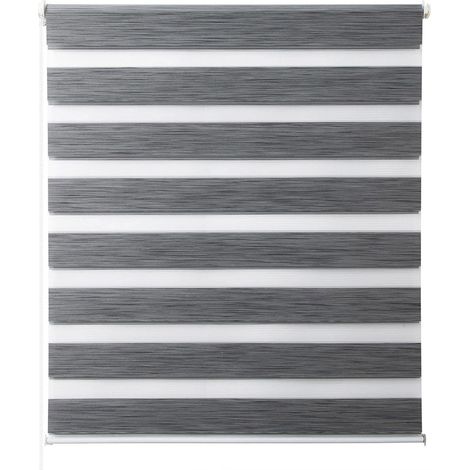 WOLTU Tenda a Rullo Doppio Oscurante per Interni Senza Foratura Avvolgibile Marmo Grigio 60x150 cm