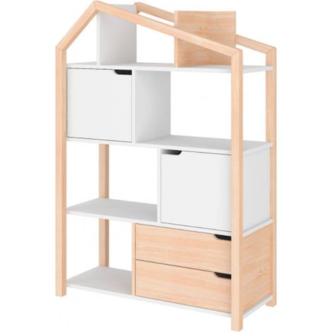 Bücherregal , Holzoptik und Weiß, 130cm (1/5)