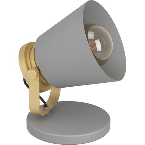 EGLO Nachttischlampe Twicken, verstellbare Tischlampe, Tisch Lampe aus Metall in Grau und Gold, Deko für Schlafzimmer und Wohnzimmer, Tisch Lampe mit E27 Fassung