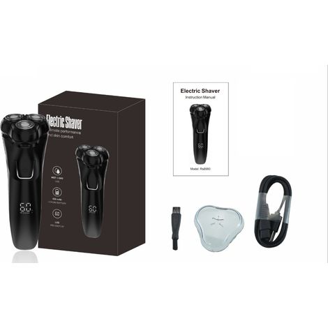 Rasoir Electrique Homme avec Écran LCD, IPX7 Étanche pour Rasage Sec et Humide, 4D Tête Flottante, 120 Min d'Autonomie, Rasoir Rechargeable avec Verrouillage de Voyage, Idéal pour Peau Sensible (Noir) (1/5)