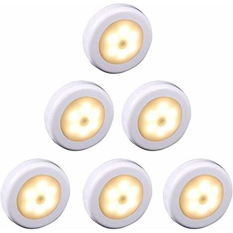 Lampe LED sans fil avec détecteur de mouvement pour placard, escalier, couloir, cuisine, chambre à coucher (6pcs) (coque blanche (lumière chaude) (1/4)