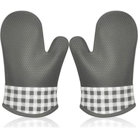 Hitzebeständige Silikon-Ofenhandschuhe, dick und isolierend, ideal zum Grillen und Kochen (1/4)