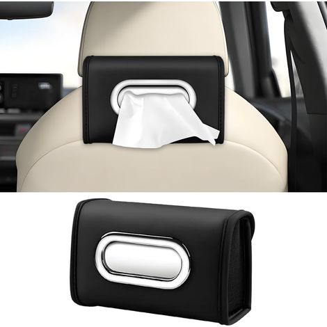 Portatovaglioli in pelle per auto – Rettangolare – Per sedile posteriore e poggiatesta – Universale per berlina, camper e camion – Nero (1/4)