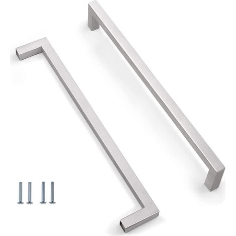 2 Poignées Acier Inoxydable Entraxe 288mm Meuble Cuisine Tiroir Armoire Argent