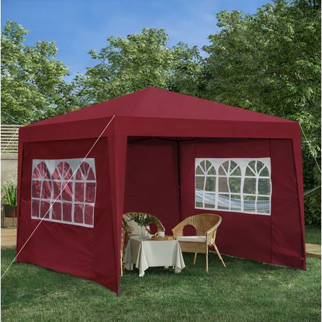 Barnum pliant 300x300x264 cm en acier bordeaux, 4 parois, pour jardin et fête, stable – MEUBLIV (1/5)
