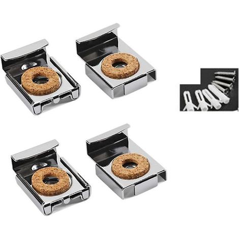 Kit de fixation pour miroir sans cadre avec 4 supports muraux argentés - Comprend des goupilles et des vis pour suspendre et fixer les miroirs en verre (1/5)