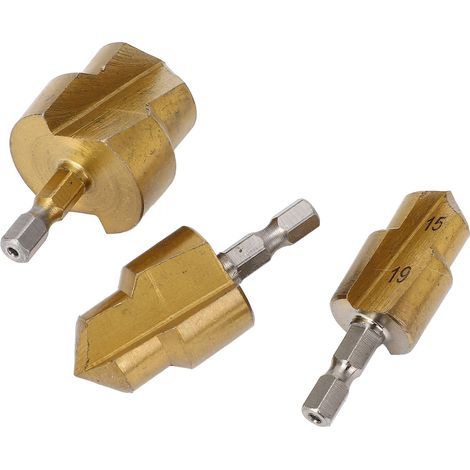 Forets alésoirs pour tubes PPR, 3 pièces, queue hexagonale 1/4 pouce, ouvre-trous pour expansion de conduites d'eau, 15-19 mm, 18-24 mm, 24-31 mm (1/5)
