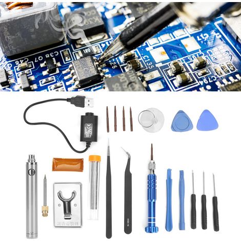 Lötkolben-Set mit USB-Ladefunktion, tragbarer, kabelloser elektrischer Lötkolben, Schweißwerkzeug, Silber (1/5)