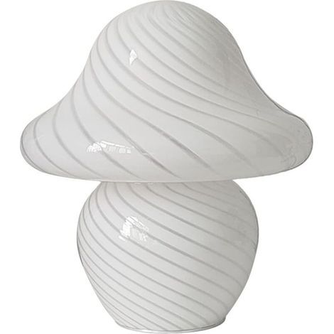 Table lamp in stone and smoked glass, brown - tricolor white twill, dimmable (1/5)