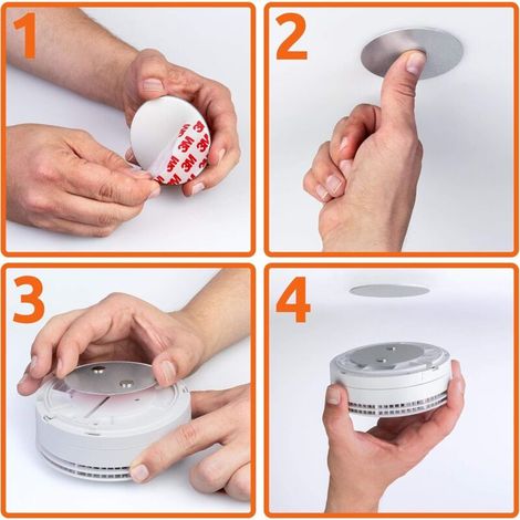 Plaque aimantée adhésive pour détecteur de fumée, 3 Supports magnétiques Autocollants, Mise en Place sans Perçage ni vis pour Tous Les détecteurs de fumée et alarmes Incendie-Fei Yu