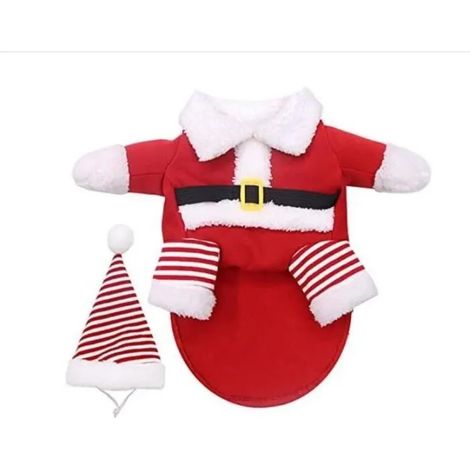Déguisement de Noël pour chien - MARQUE - Taille M - Polyester - Rouge, Blanc, Noir - Avec chapeau (1/4)