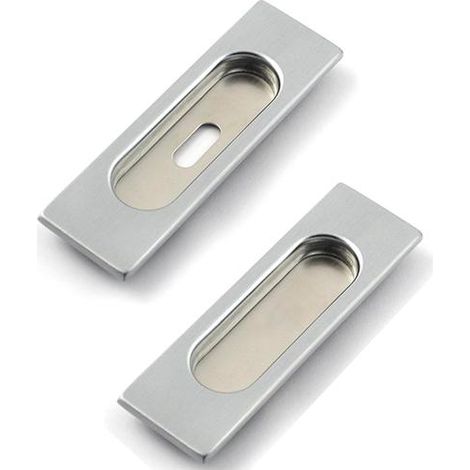 MANIGLIA PER PORTA SCORREVOLE RETTANGOLARE 123X37MM CROMO SATINATA