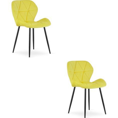 Chaise - leobert - mango - velours jaunepieds noirs - lot de 2 211770218 (1/5)