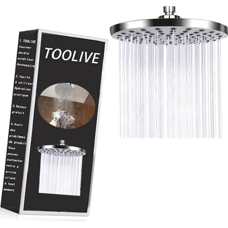 Round Rain Shower Heads, Fixed Rainfall Shower Head 8 Inch, Ultra Thin Powerful High Pressure Overhead Showerhead, 304 Stainless Steel, Chrome