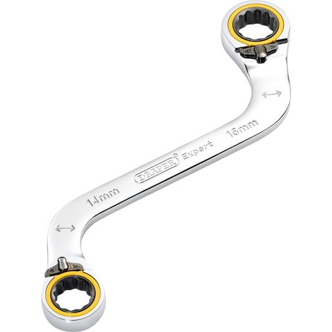 Draper 03944 Draper Expert HI-TORQ Double Ring Ratchet S-Shape Spanner, 14 x 16mm