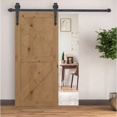 Kit de rail pour porte coulissante 200 cm en acier marron 100 kg HAVRYA (1/5)