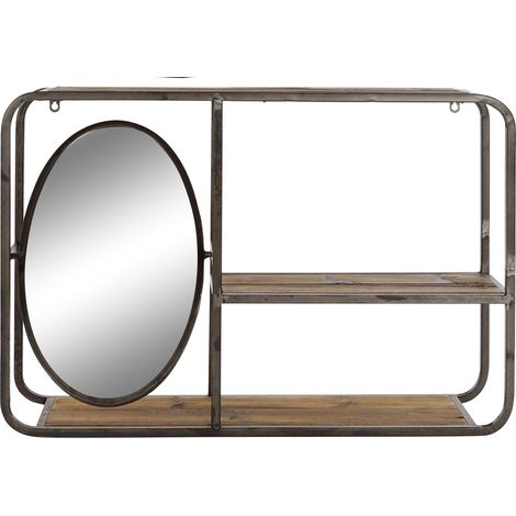 Metallholzregal 73x19x50 Dunkelbraun Holz Material Metall Spiegel mehrfarbige Farbfamilien Regale und Regale Details (1/5)