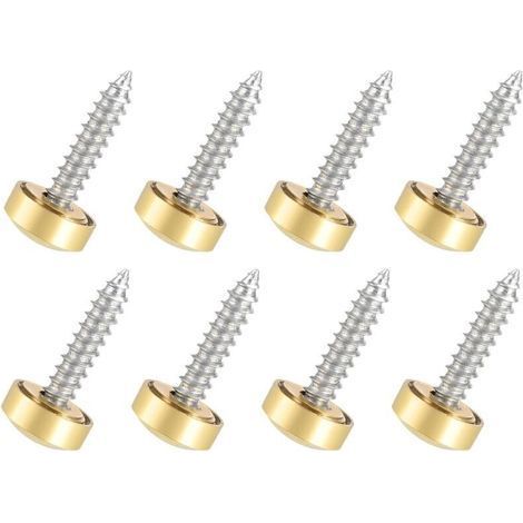 10mm Miroir Vis Cache Vis x 8PCS Poli Or Décoratif Capuchons Couverture Attaches pour Décoratif Miroir et Signe Publicité Matériel, [Or] (1/5)