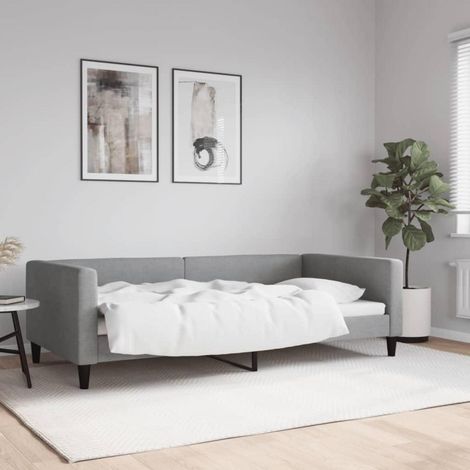 Schlafsofa 2-Sitzer mit Schlaffunktion, 100x200 cm, Hellgrau, Stoff, mit Stauraum (1/5)