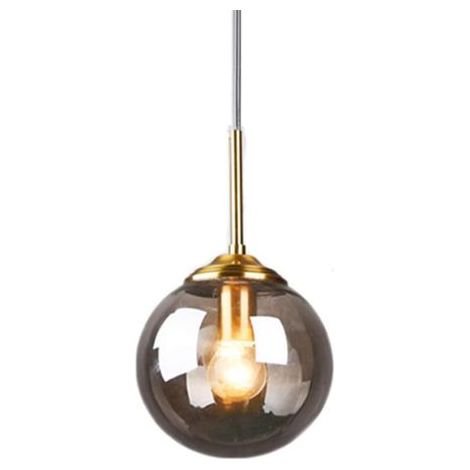Verre Suspension Luminaire Vintage Industrielle, Plafonnier avec fini en laiton poli Lustre Suspension Lampe de Salle à Manger Cuisine Salon Chambre (Gris, 1 lumière) (1/5)
