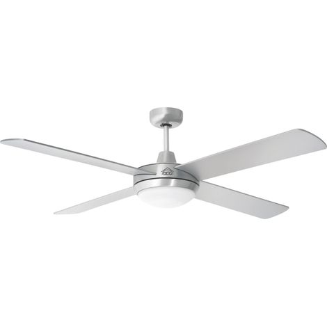 VENTILATORE DA SOFFITTO CON 4 PALE IN LEGNO CON LUCE E TELECOMANDO 60 W Ø cm. 132 Col. Silver