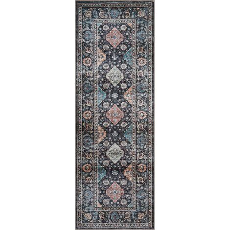 Tapis Oriental Vintage Lavable En Machine - Antidérapant, Extra-Plat Et Doux à Poils Ras - Pour Sous La Table à Manger, Salon, Chambre, Bureau, Entrée Et Cuisine (1/5)