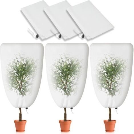 QORVA-Lot de 3 Voile Hivernage Plante Exterieur 80 cm x 120 cm Voile Hivernage Plante Exterieur avec Cordon de Serrage Peut être Froid, Résistant aux Intempéries, Chaud, Réutilisable (1/5)