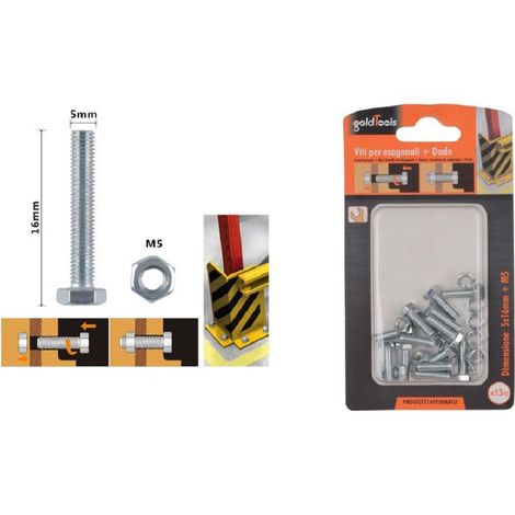Kaela - Set 13 Pz Vite Viti Per Esterno A Testa Esagonali 5x16mm Con Dadi Dado M5 90909 - (1/3)