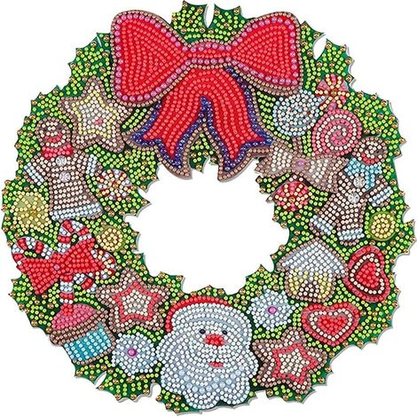 Andere Weihnachtsdekoration, Weihnachtskranz, Halloween-Kranz, hängende Girlande mit 5D-Diamant-Kristallkunst -A