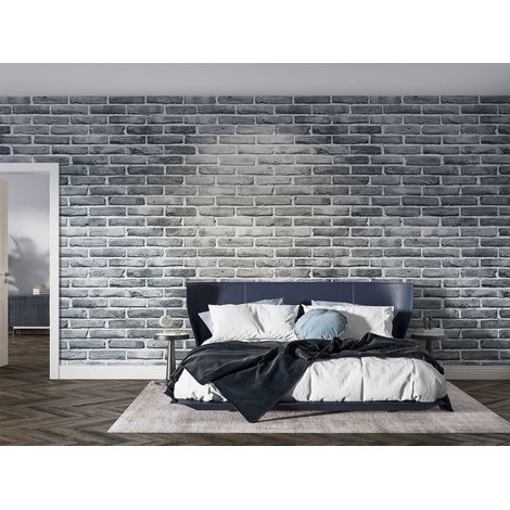 Papier peint effet brique gris - 150 x 250 cm (1/2)