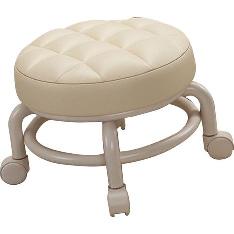Otomana rodante Eosnow de espuma viscoelástica de alta densidad, impermeable, con ruedas silenciosas, reposapiés de doble capa, taburete para oficina familiar, color beige. (1/3)