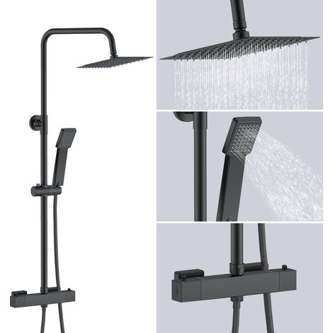 AICA Square Mixer Shower Bathroom Thermostatic Dual Head Set