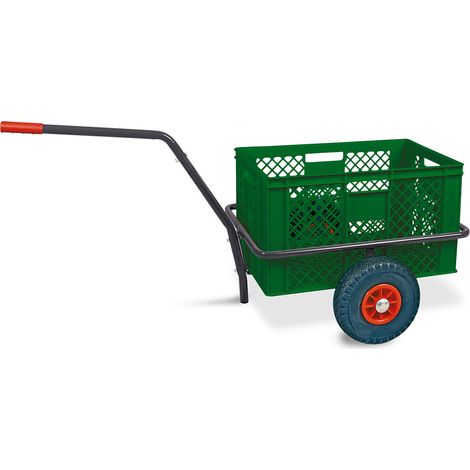 BRB Handwagen mit Kunststoffkorb H 320 mm, LxBxH 1250x640x660 mm, Tragkraft 200 kg (grün)