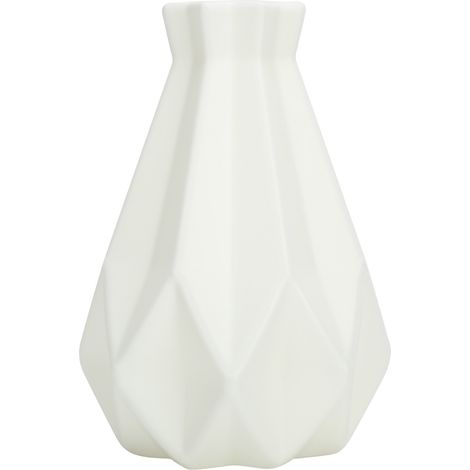 Vase à fleurs géométrique en plastique aspect céramique, style minimaliste pour table de salon (1/5)
