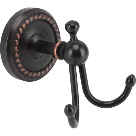 Porte-serviettes de salle de bain en acier inoxydable noir cuivré à motif torsadé, crochet organisateur pour la maison (1/5)