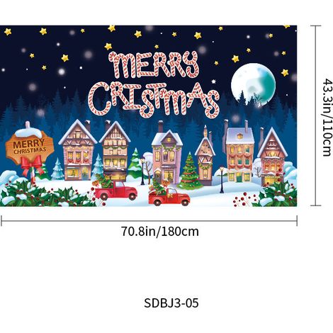 Décoration de Noël style 2025, bannière de cour, articles de fête de Noël, toile de fond photo - 110 x 180 cm - QW-36