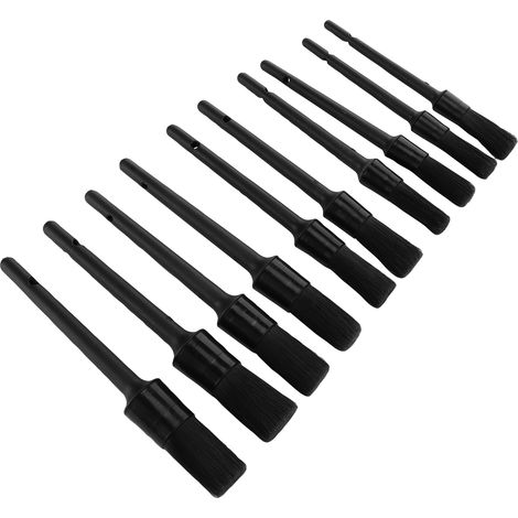 Kit de 10 brosses de détail pour nettoyage auto, pinceaux de dépoussiérage pour intérieur, extérieur, jantes et bouches d'aération, outil de récurage polyvalent. (1/5)
