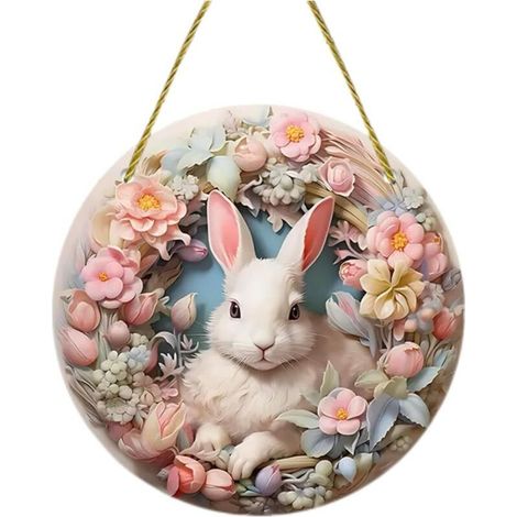 Pendentif Lapin de Pâques en acrylique, décoration suspendue pour la maison et cadeau, pièce unique à accrocher pour décoration intérieure (1/5)