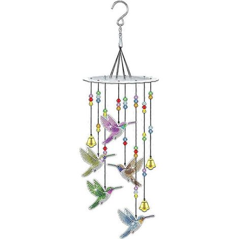 Carillon à vent à peindre soi-même avec des oiseaux, kit de peinture diamant pour adultes, girouette pour la décoration de jardin (1/5)