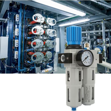 FRC-1/2-MIDI G1/2" Luftkompressorfilter, Öl-Wasser-Abscheider, Regler und Manometer (1/5)