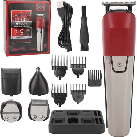 Kit professionnel 6-en-1 tondeuse à barbe électrique sans fil, coupe-cheveux étanche pour homme, ensemble de rasage et coiffure (1/5)