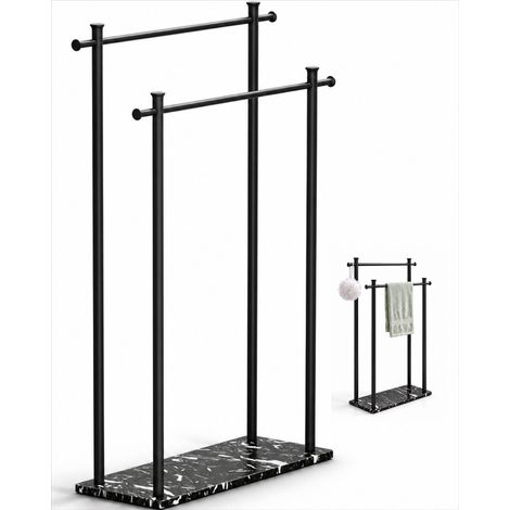 Mai & Mai Porte-Serviettes Autoportant sur Pied en Inox 304 Séchage par Étages avec Étagère sur Base Support de Serviettes pour Salle de Bain Noir Tavrin-09 (1/5)