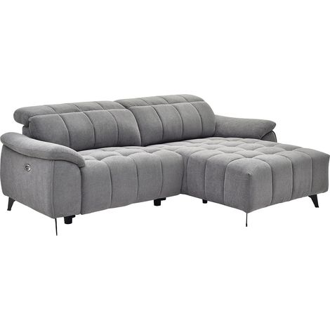 Divano relax elettrico in Tessuto testurizzato Grigio - Angolo a destra - CELTIMO