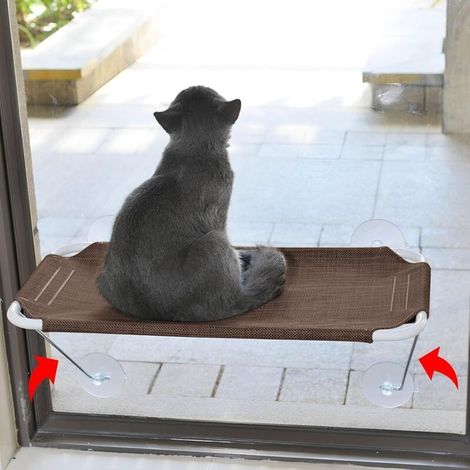 Chaise Longue Bain de Soleil 360 ° et Support de sécurité inférieur en Fer, Perchoir de fenêtre pour Chat, Hamac pour Chat, Siège de fenêtre pour Tous Les Chats (1/5)