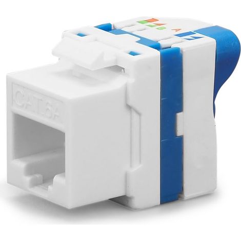 Waytex Keystone RJ45 Breve Cat6a UTP senza attrezzi – Connettore di rete 10 Gbps 500 MHz – T568A/B – AWG22 a 26 con leva di bloccaggio (1/5)