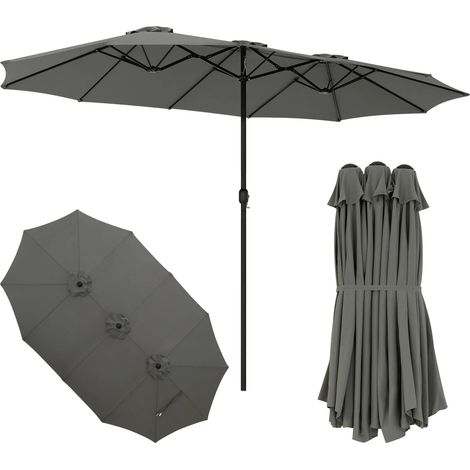 Geräumiger Sonnenschirm, Garten-Strandschirm, Sonnenschutz, UPF 50+, Baldachin mit Kurbel für Terrasse, Pool, Terrasse, Außenbereich, 390 x 200 cm, Dunkelgrau