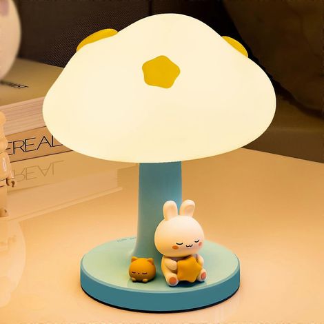 Nachtlicht mit Wolke und Hase für Kinder, weiches Silikon, USB-aufladbar, dimmbar per Fingertipp
